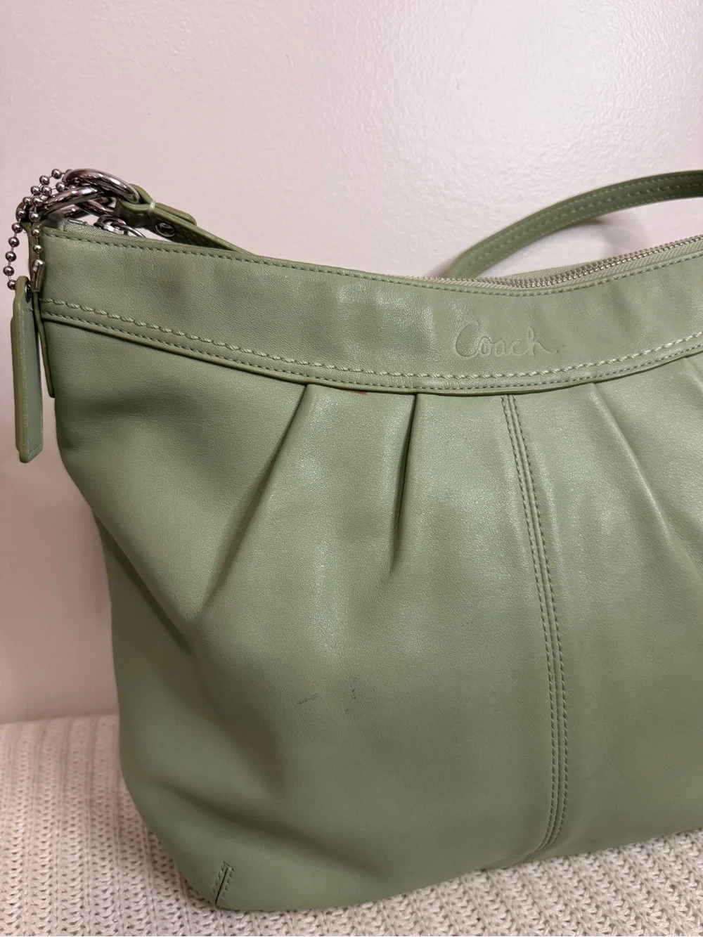 Coach Y2K Sage Green Leather Shoulder Bag F13764